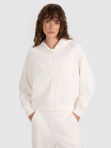 4F Bluza dresowa rozpinana z modalem damska - biała M