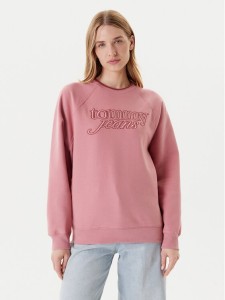 Tommy Jeans Bluza Script DW0DW21196 Różowy Regular Fit