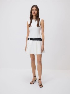 Sukienka mini z paskiem - kremowy