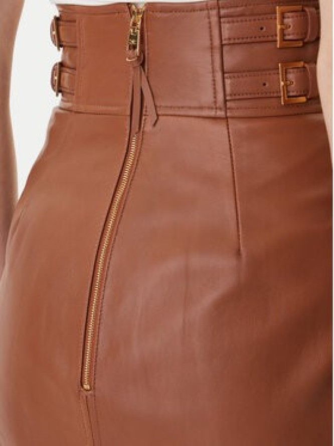 Elisabetta Franchi Spódnica skórzana GP-09Z-61E2-V890 Brązowy Regular Fit