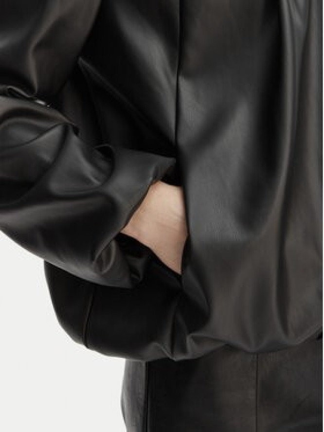 Rinascimento Kurtka z imitacji skóry CFC0127530003 Czarny Relaxed Fit