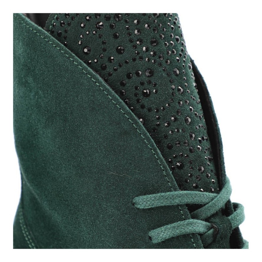 Zielone Botki Exquisite Damskie Stylowe Obuwie