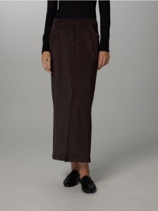 Spódnica midi z imitacji zamszu - ciemnobrązowy