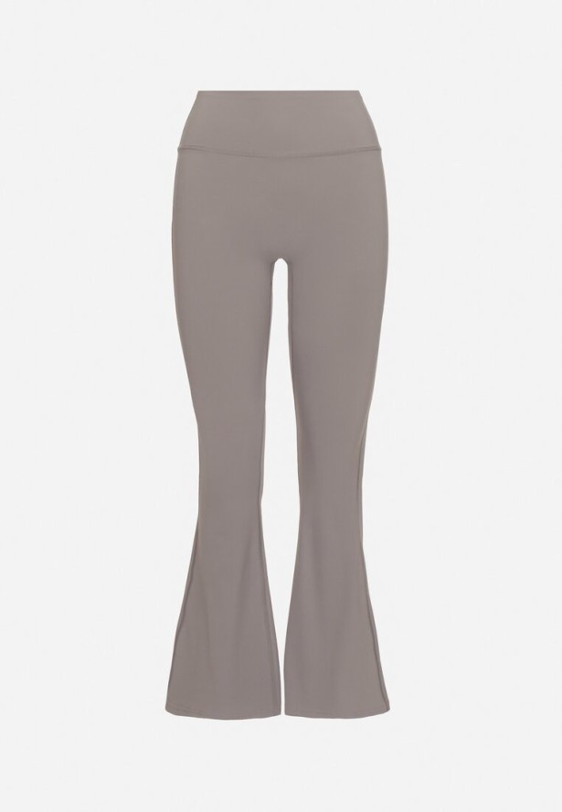 Ciemnoszare Legginsy o Kroju Dzwonów z Wysokim Stanem Koritea