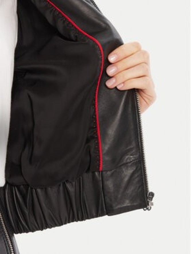 HUGO Kurtka skórzana Lesana 50542331 Czarny Relaxed Fit