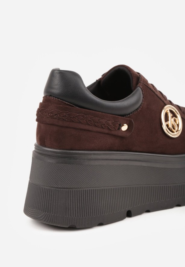 Brązowe Sneakersy Vices na Grubej Podeszwie z Metaliczną Ozdobą Tatorelis