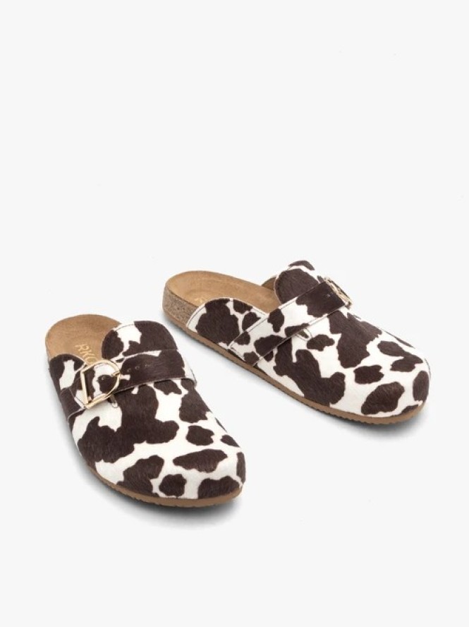 Mule damskie w krowie łaty