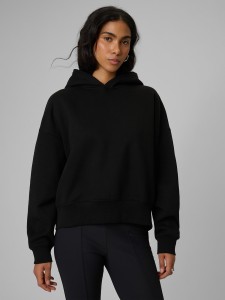 4F Bluza dresowa regular z kapturem damska - czarna M