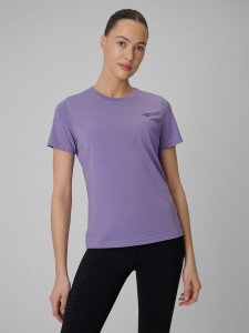 4F Koszulka treningowa regular szybkoschnąca damska - fioletowa M