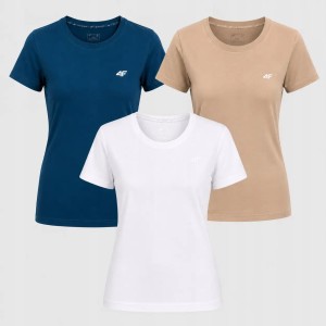 KOMPLET KOSZULEK DAMSKICH 4F T-SHIRT 3PAK ZESTAW SPORTOWY SS26