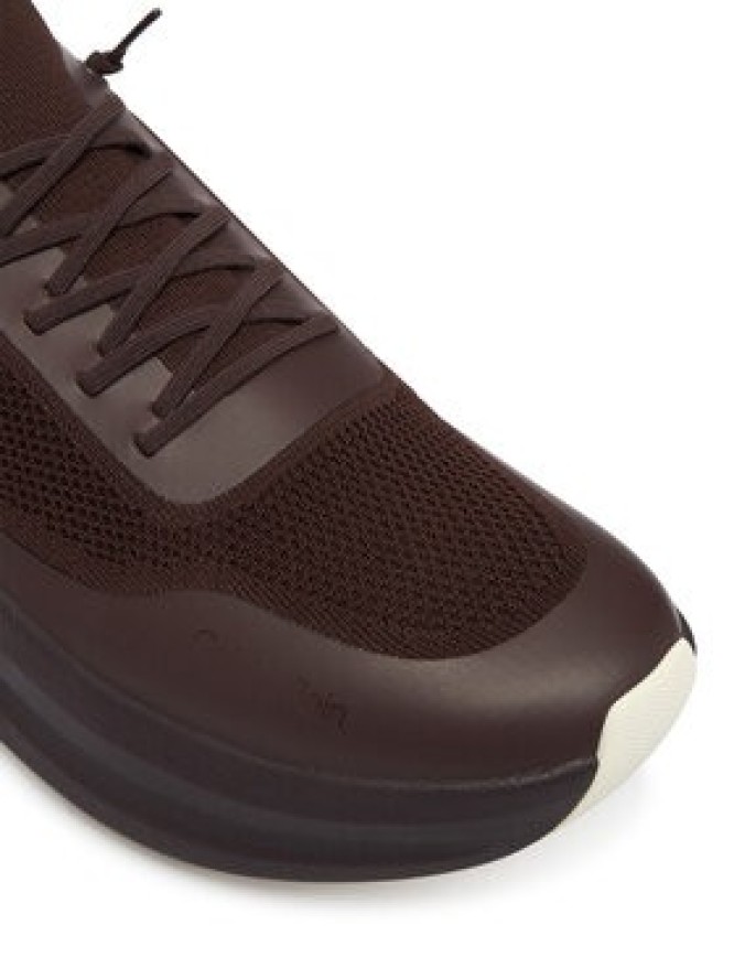 Calvin Klein Sneakersy Chunky Runner Lace Up Sock Knit YW0YW02033 Brązowy