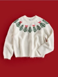 Sweter ze świątecznym wzorem - złamana biel