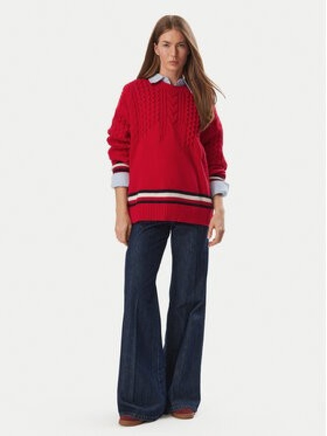 Tommy Jeans Sweter DW0DW23353 Czerwony Oversize