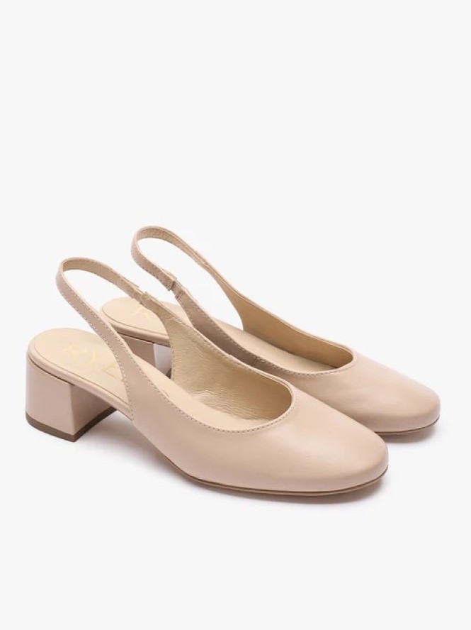 Beżowe czółenka slingback bez pięty