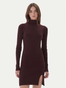 Kontatto Sukienka dzianinowa 3M0827C Brązowy Slim Fit