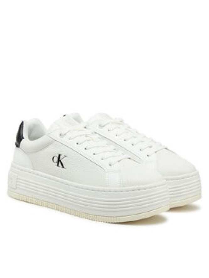 Calvin Klein Jeans Sneakersy Bold Flatf Low Lace Mg YW0YW01766 Biały