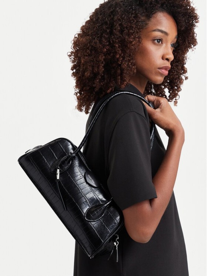 Calvin Klein Torebka Emblem Trio Croco Shoulder Bag LV04F3780G Czarny