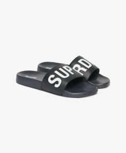 superdry Core Pool Sliders - Klapki z wyściełanym paskiem – Deep Navy/Optic