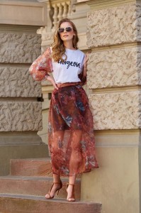 Długa Spódnica Tiulowa - Bordowa