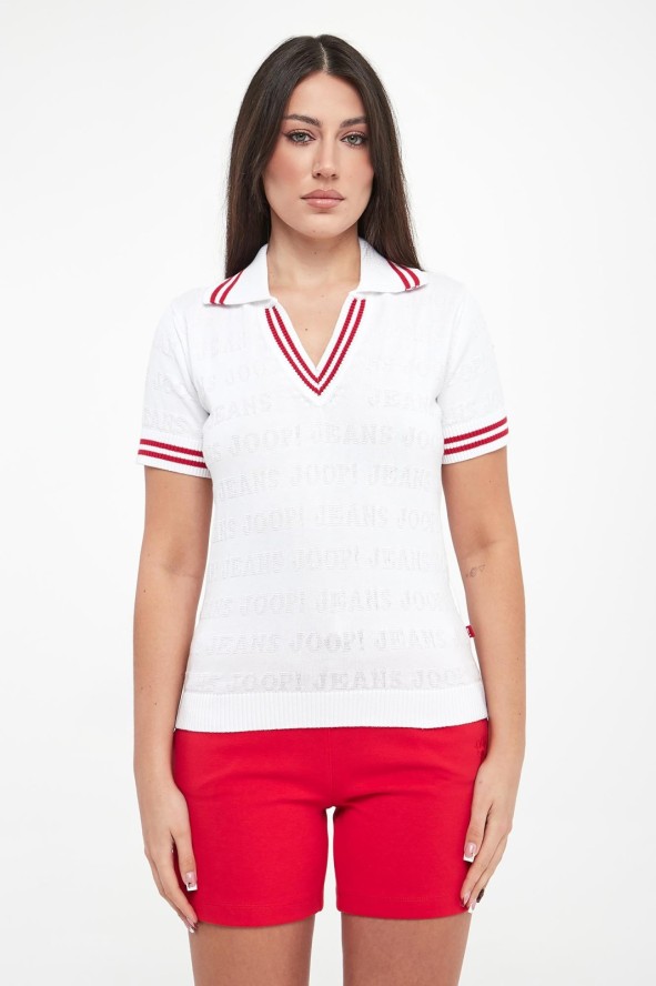 Polo damskie z tłoczonym logo Kalena JOOP! JEANS
