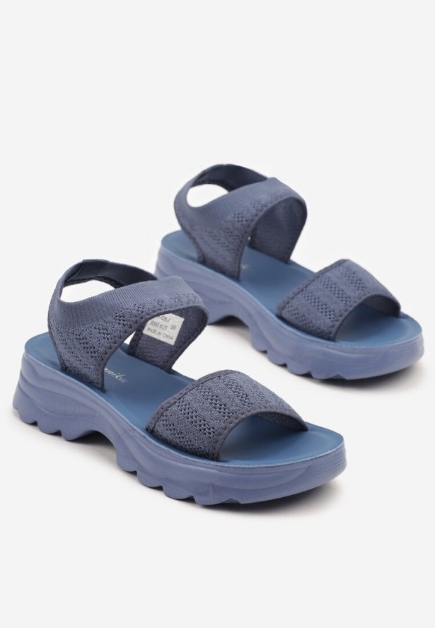 Niebieskie Sportowe Sandały z Elastycznymi Paskami Paliona