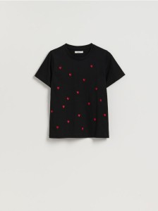T-shirt w serca - czarny