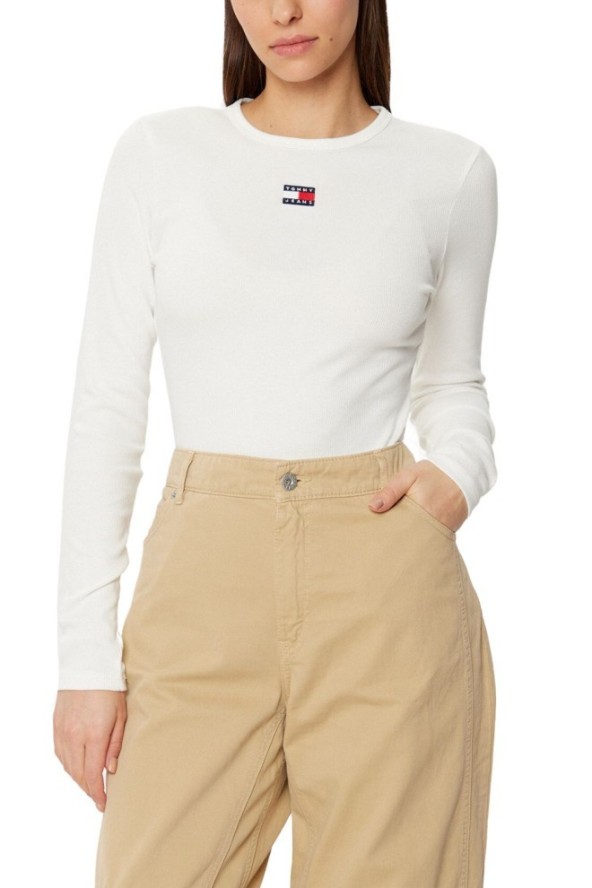 TOMMY JEANS Beżowy damski longsleeve, Rozmiar L