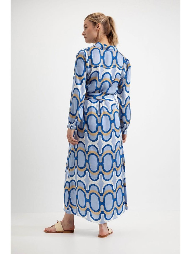 Josephine & Co Sukienka koszulowa "Dahlia" w kolorze niebiesko-beżowo-białym rozmiar: 40