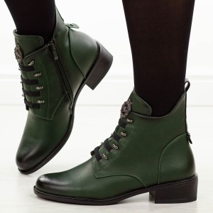 Zielone płaskie botki damskie Jezzi asa198-21