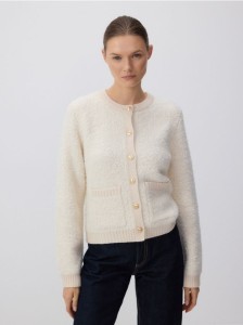 Pudełkowy kardigan - kremowy