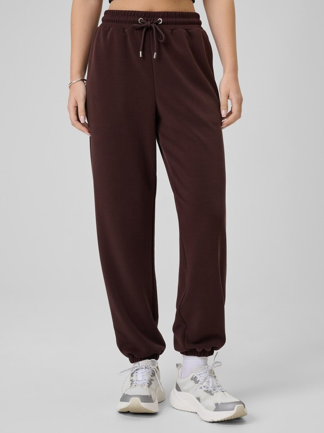 4F Spodnie z szerokimi nogawkami z modalem damskie - brązowe XS