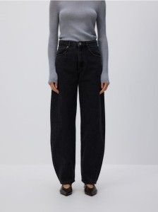 Jeansy barrel leg - czarny