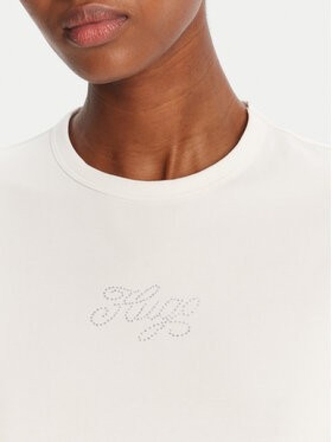 HUGO T-Shirt Rhinestone 50551404 Écru Slim Fit