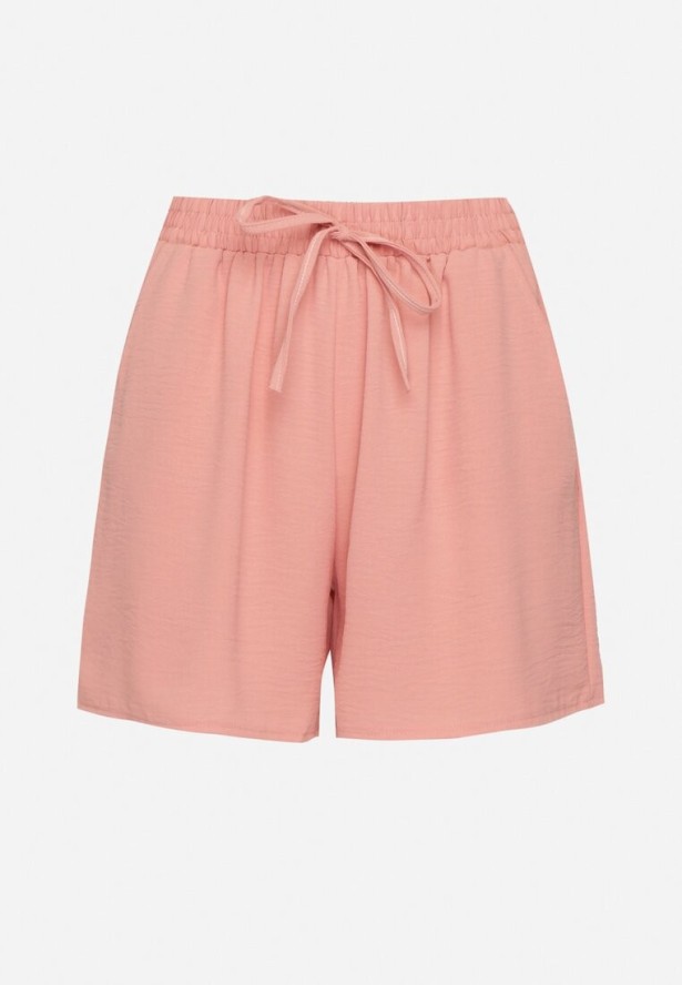 Różowe Szorty z Wysokim Stanem i Wiązaniem Lunadria