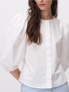 Bawełniana koszula z bufkami - biały