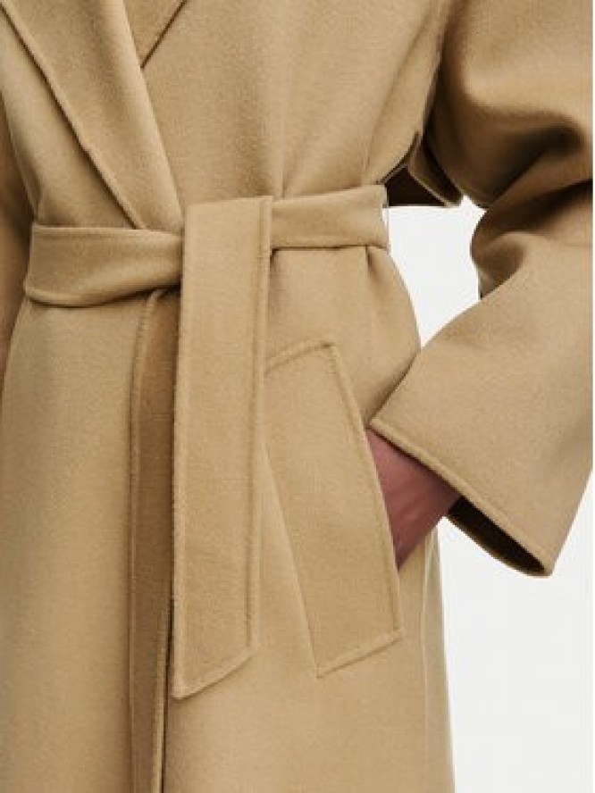 Weekend Max Mara Płaszcz wełniany Operoso 2625016011 Brązowy jasny Regular Fit