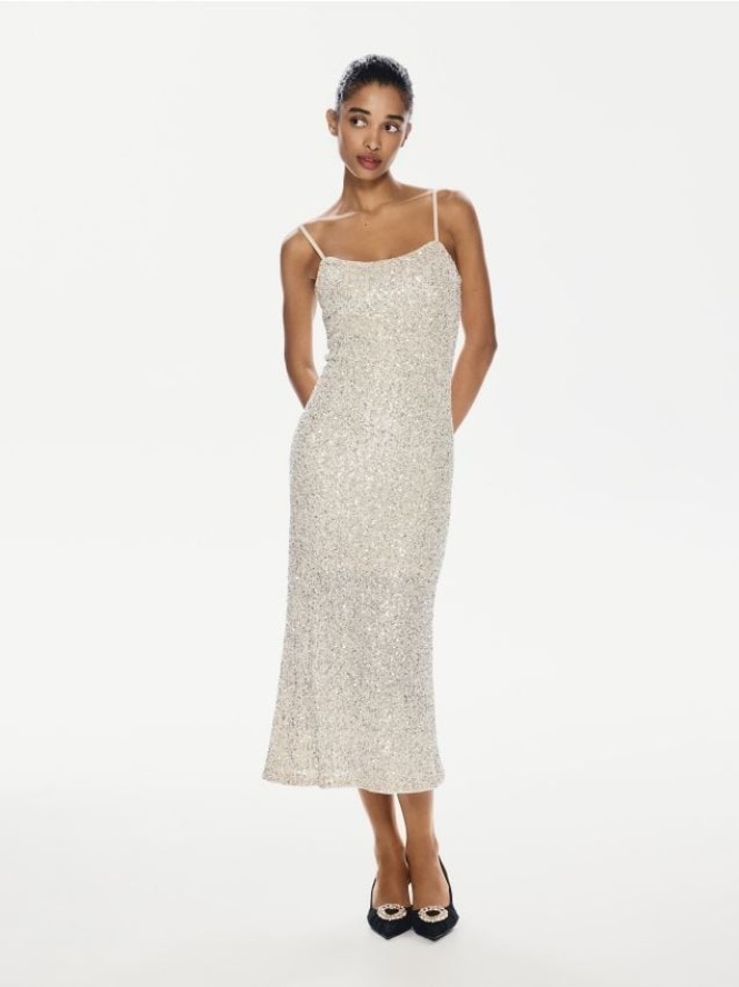 Sukienka z cekinami - srebrny
