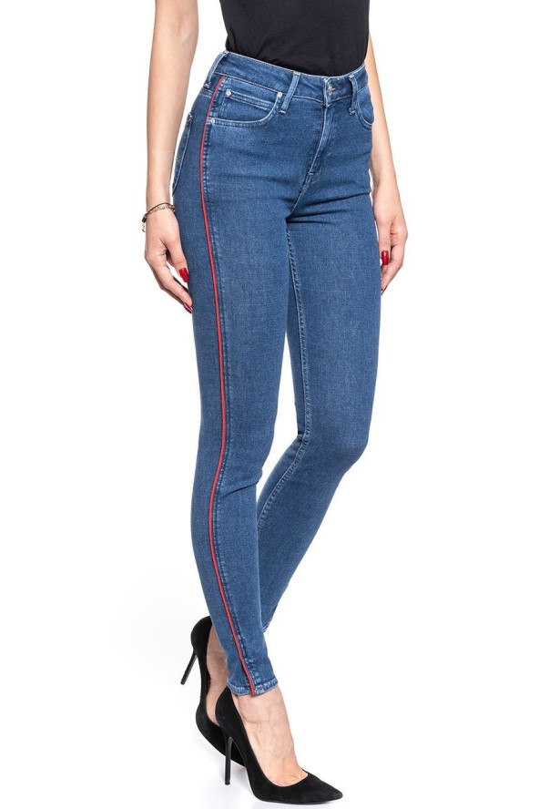 SPODNIE DAMSKIE LEE SCARLETT PIPING RED STOWE L31VROOR 112107312