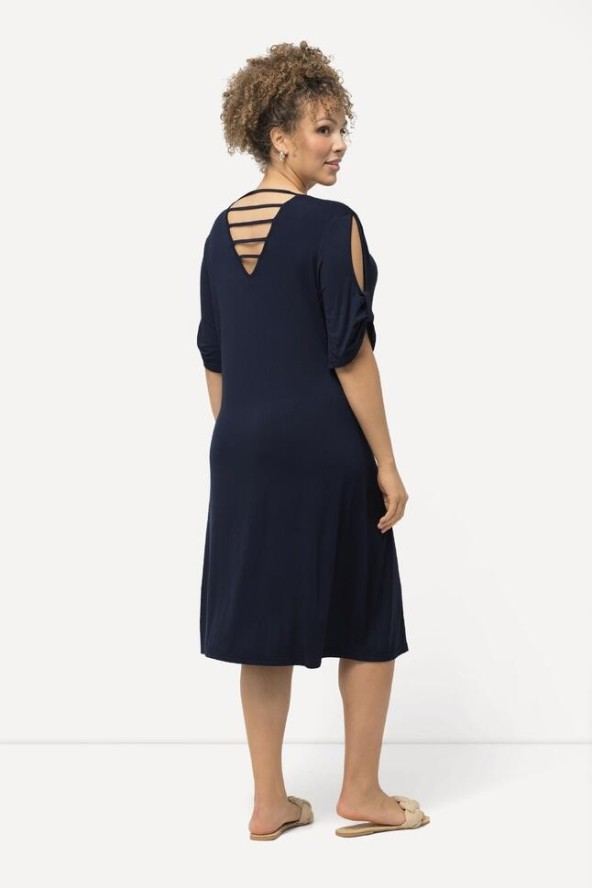 Damskie Sukienka plażowa z dżerseju dekolt w serek ozdobne tasiemki rękaw 1/2