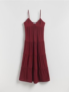 Sukienka midi z wiskozy - burgundowy