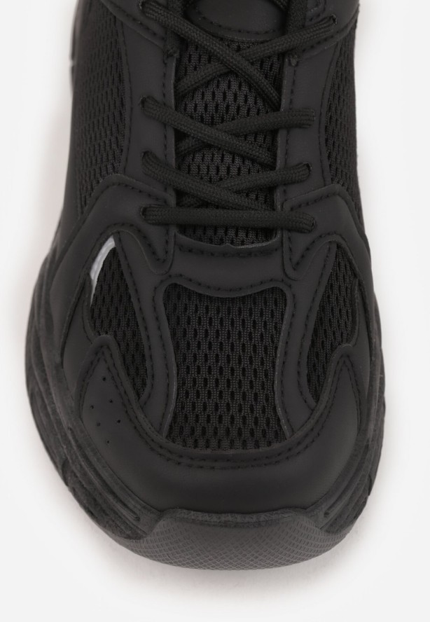 Czarne Sneakersy Vices na Grubej Podeszwie z Tłoczeniami Nativine
