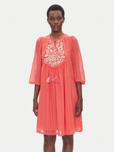 Iconique Sukienka letnia IC25-043 Koralowy Regular Fit