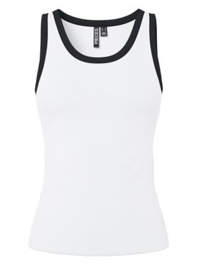 Pieces Top May 17154484 Biały Slim Fit