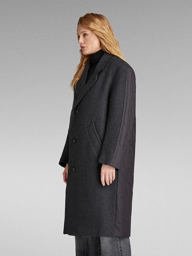 G-Star Wełniany płaszcz w kolorze czarnym rozmiar: M