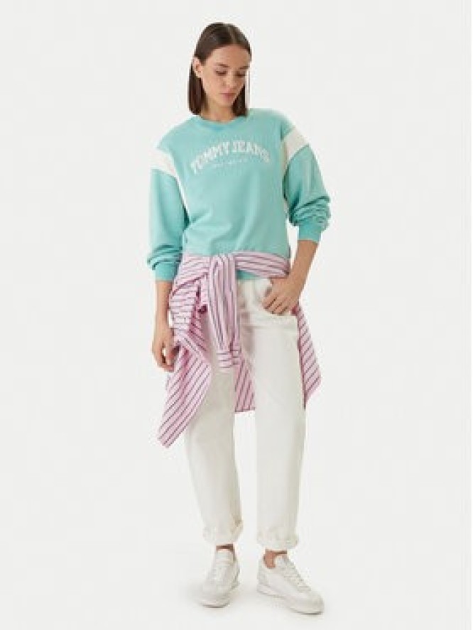 Tommy Jeans Bluza Varsity Crew DW0DW22365 Zielony Regular Fit