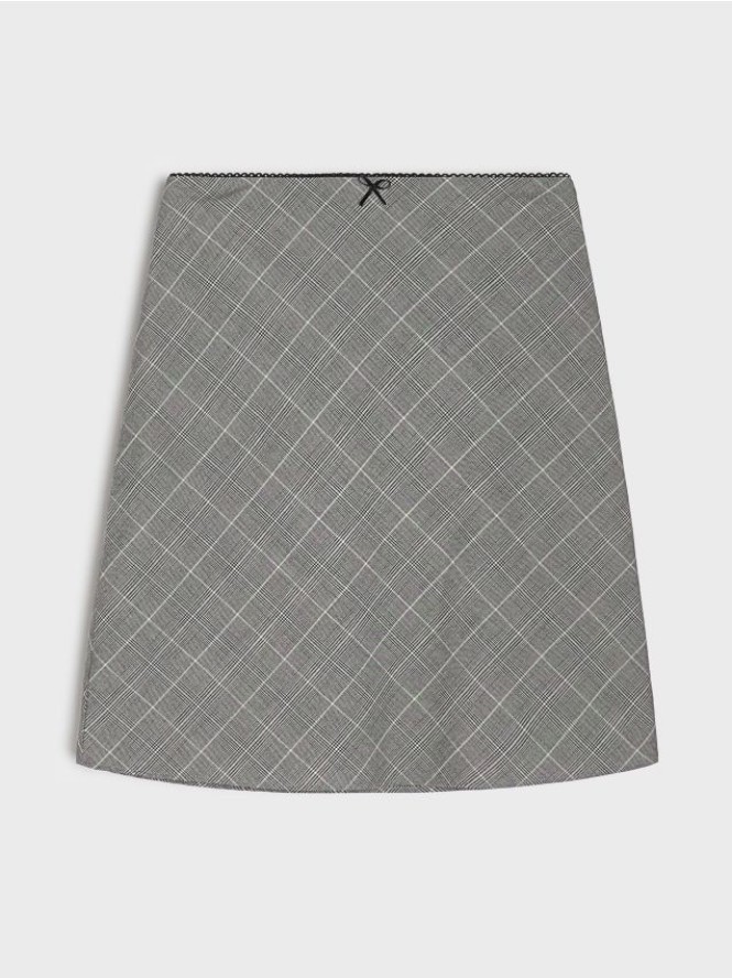 Spódnica mini w kratkę z domieszką wiskozy - wielobarwny