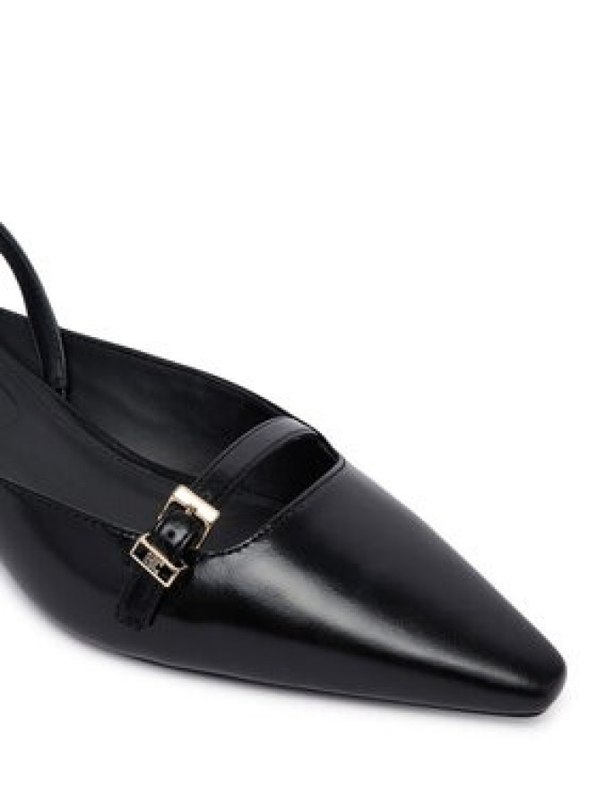 Tommy Hilfiger Czółenka Th Buckle Kitten Slingback Pump FW0FW09384 Czarny