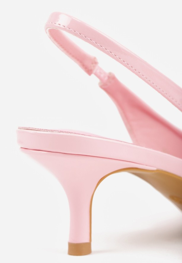 Różowe Lakierowane Czółenka Slingback Vices na Obcasie Typu Kaczuszka Sonilitia