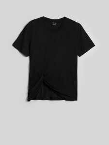 4F T-shirt regular z marszczeniem i modalem damski - czarny M