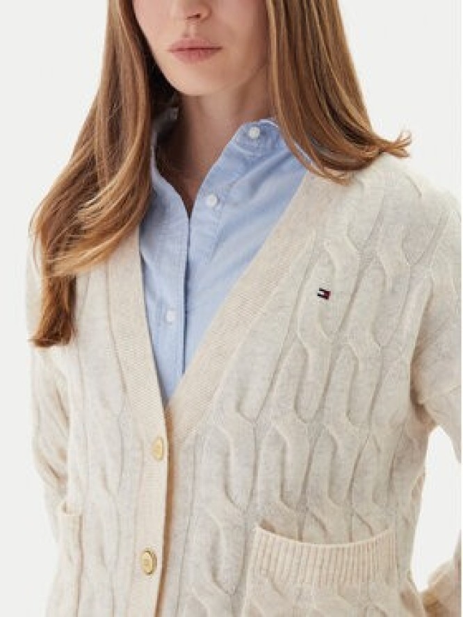 Tommy Hilfiger Kardigan WW0WW43089 Beżowy Regular Fit
